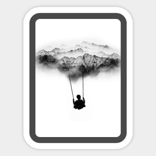 Black and White Mountain Swing Sticker